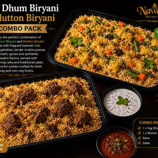 1 x Veg Dhum & 1 x Mutton Fry-Piece Biryani